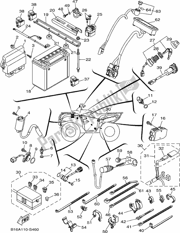 Alle onderdelen voor de Elektrisch 1 van de Yamaha YFM 700 FBH NZ Only USA 2017