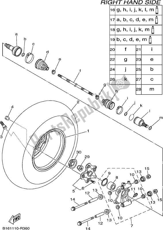 All parts for the Rear Wheel 2 of the Yamaha YFM 700 FBH NZ Only USA 2017