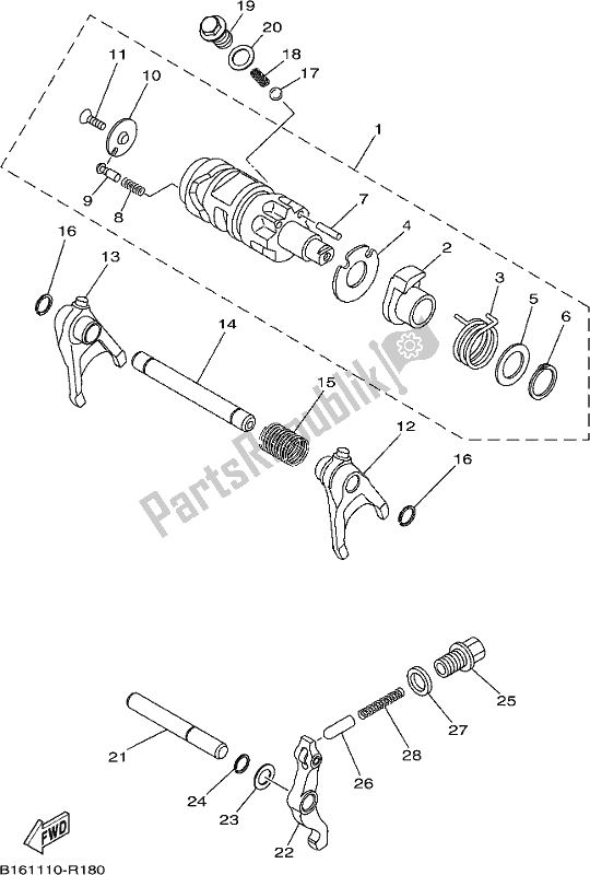 All parts for the Shift Cam & Fork of the Yamaha YFM 700 FBH NZ Only USA 2017