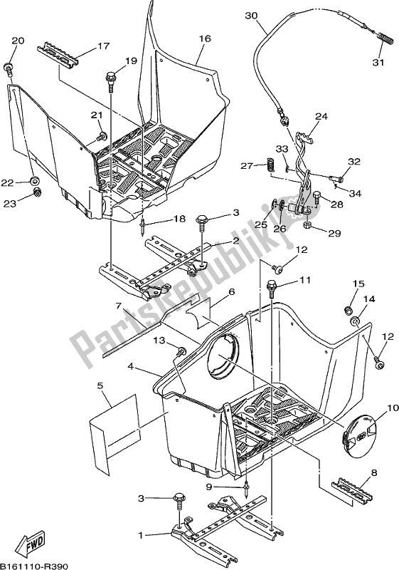 All parts for the Stand & Footrest of the Yamaha YFM 700 FBH NZ Only USA 2017