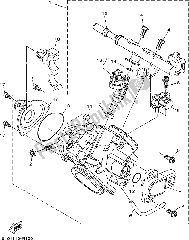 All parts for the Throttle Body Assy 1 of the Yamaha YFM 700 FBH NZ Only USA 2017