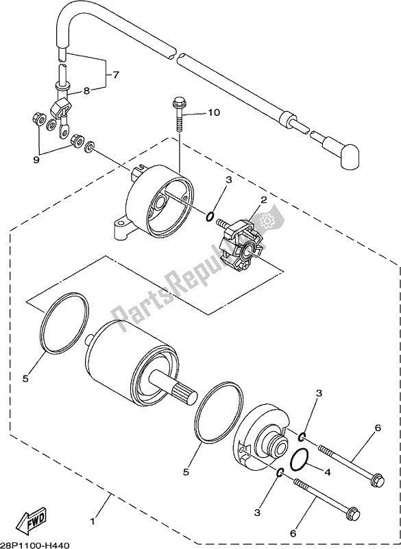 All parts for the Starting Motor of the Yamaha YFM 700 FBJ Blue 2018