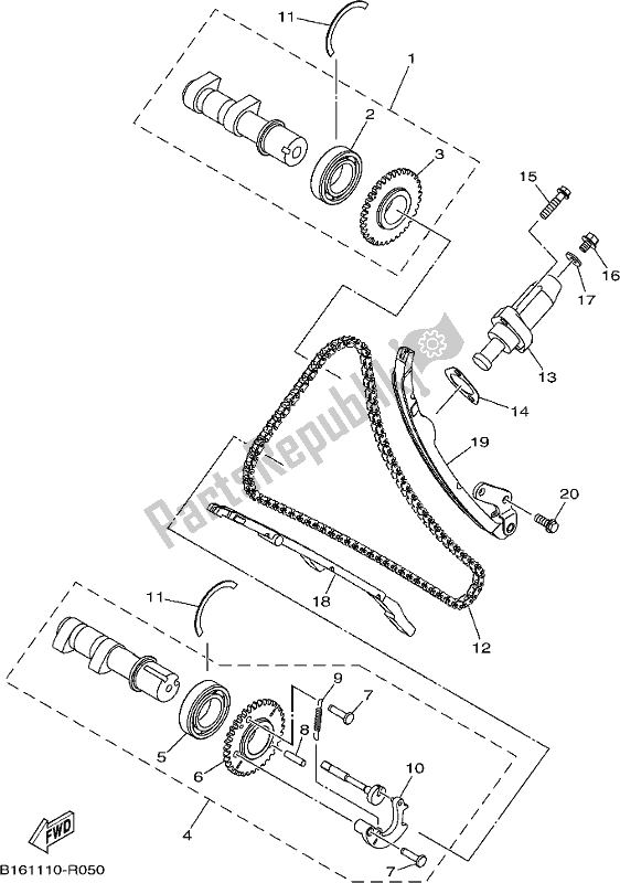 All parts for the Camshaft & Chain of the Yamaha YFM 700 FBP 2017