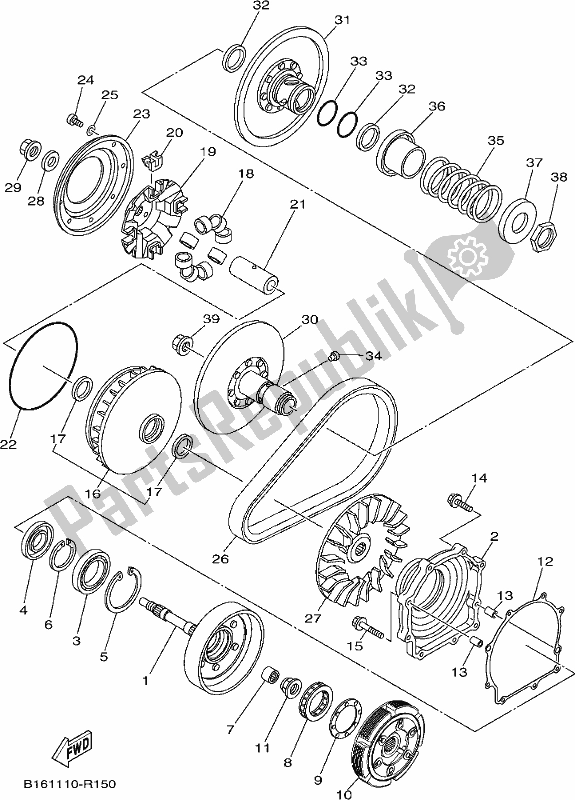 All parts for the Clutch of the Yamaha YFM 700 FBP 2017
