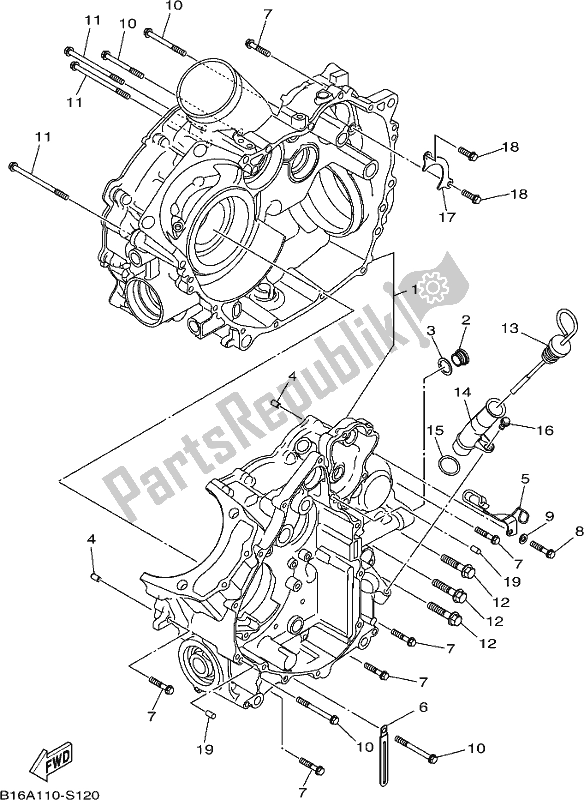 All parts for the Crankcase of the Yamaha YFM 700 FBP 2017