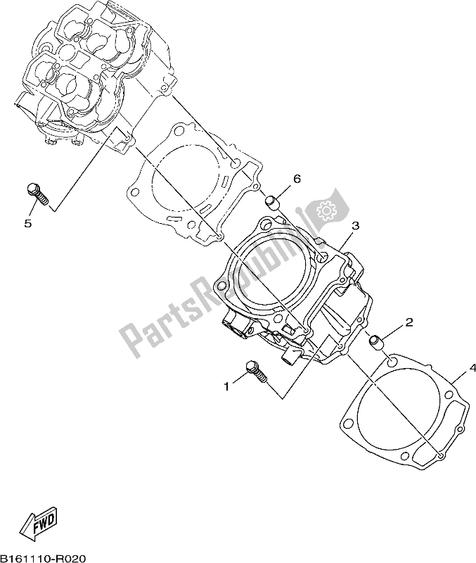 All parts for the Cylinder of the Yamaha YFM 700 FBP 2017