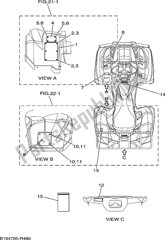 All parts for the Emblem & Label 1 of the Yamaha YFM 700 FBP 2017