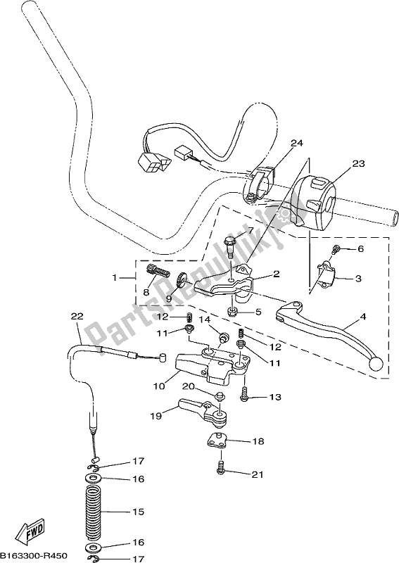 All parts for the Handle Switch & Lever of the Yamaha YFM 700 FBP 2017