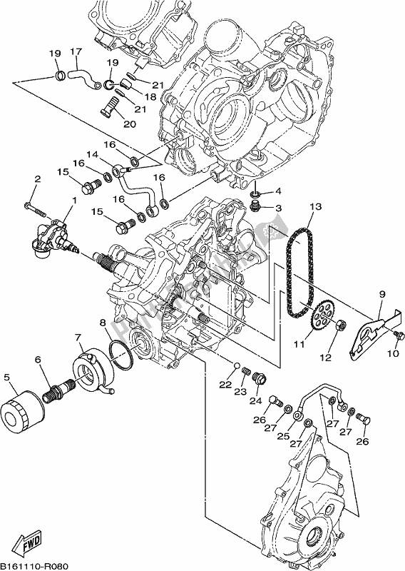 All parts for the Oil Pump of the Yamaha YFM 700 FBP 2017