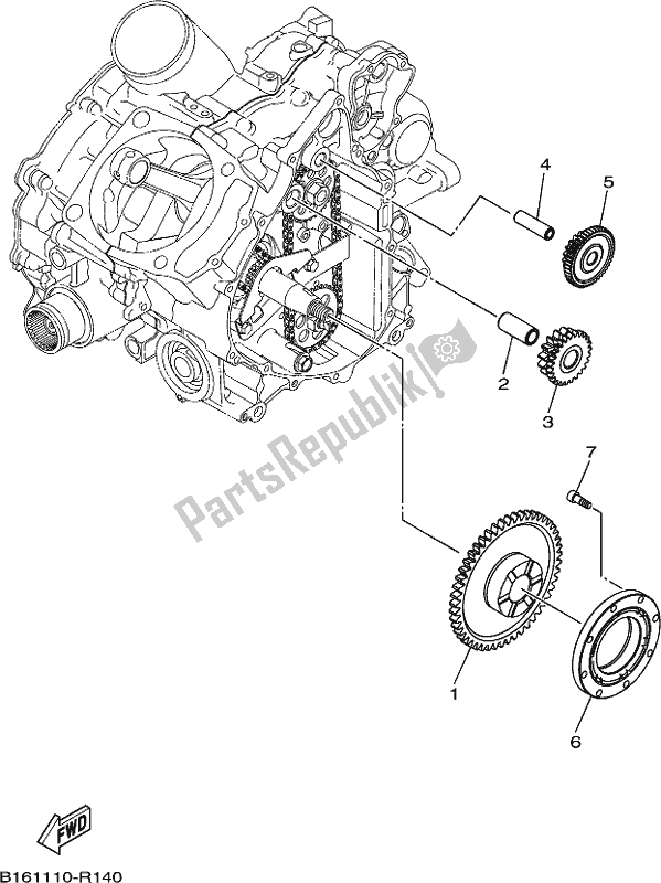 All parts for the Starter Clutch of the Yamaha YFM 700 FBP 2017