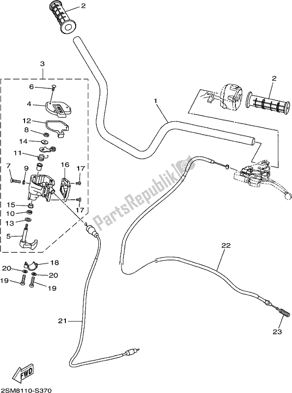 All parts for the Steering Handle & Cable of the Yamaha YFM 700 FBP 2017