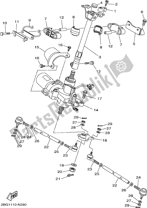 All parts for the Steering of the Yamaha YFM 700 FBP 2017