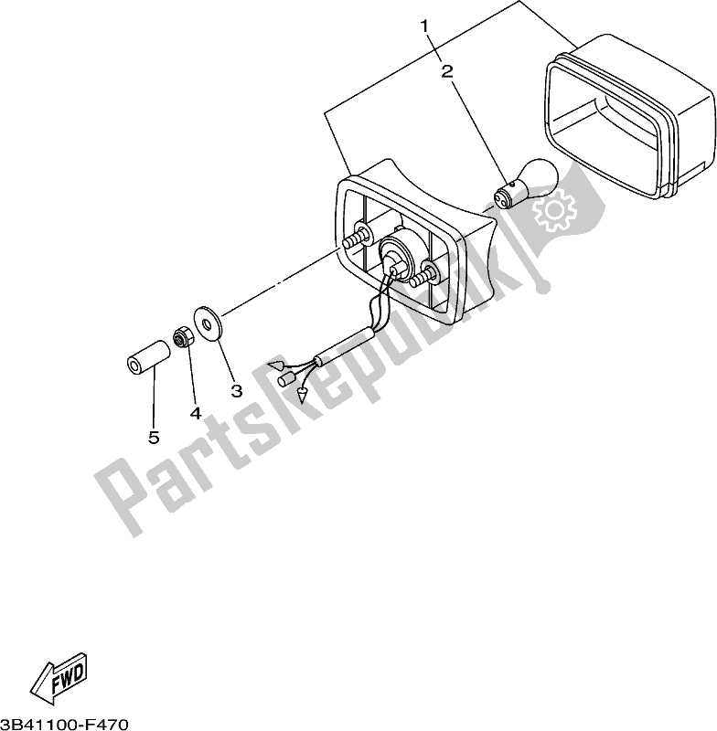 All parts for the Taillight of the Yamaha YFM 700 FBP 2017