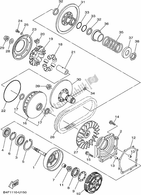 All parts for the Clutch of the Yamaha YFM 700 FBP 2019