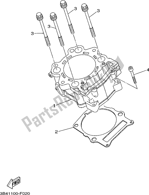 All parts for the Cylinder of the Yamaha YFM 700 FBP 2019