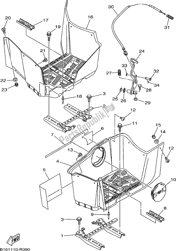 All parts for the Stand & Footrest of the Yamaha YFM 700 FBP 2019