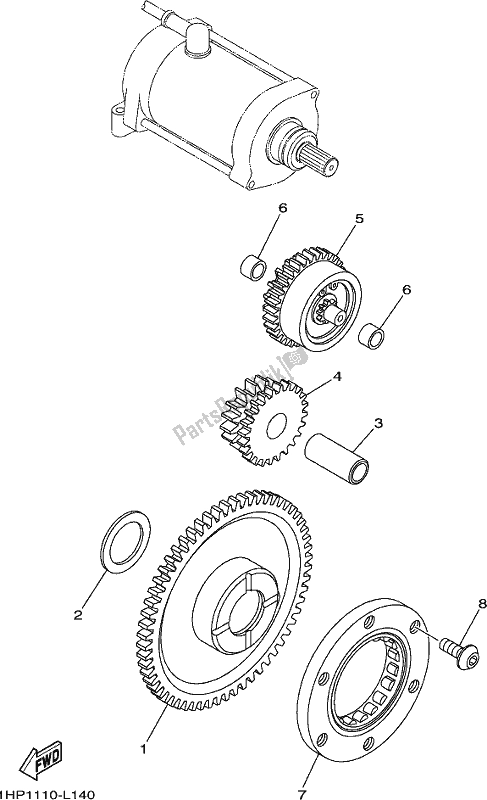 All parts for the Starter Clutch of the Yamaha YFM 700 FBP 2019