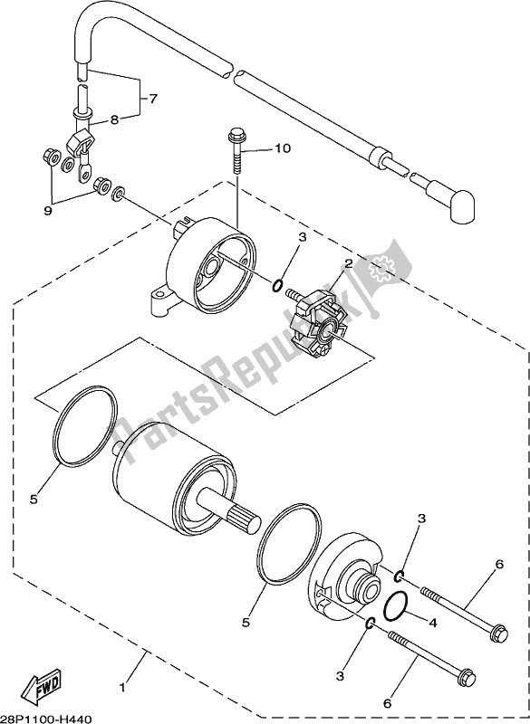 All parts for the Starting Motor of the Yamaha YFM 700 FBP 2019