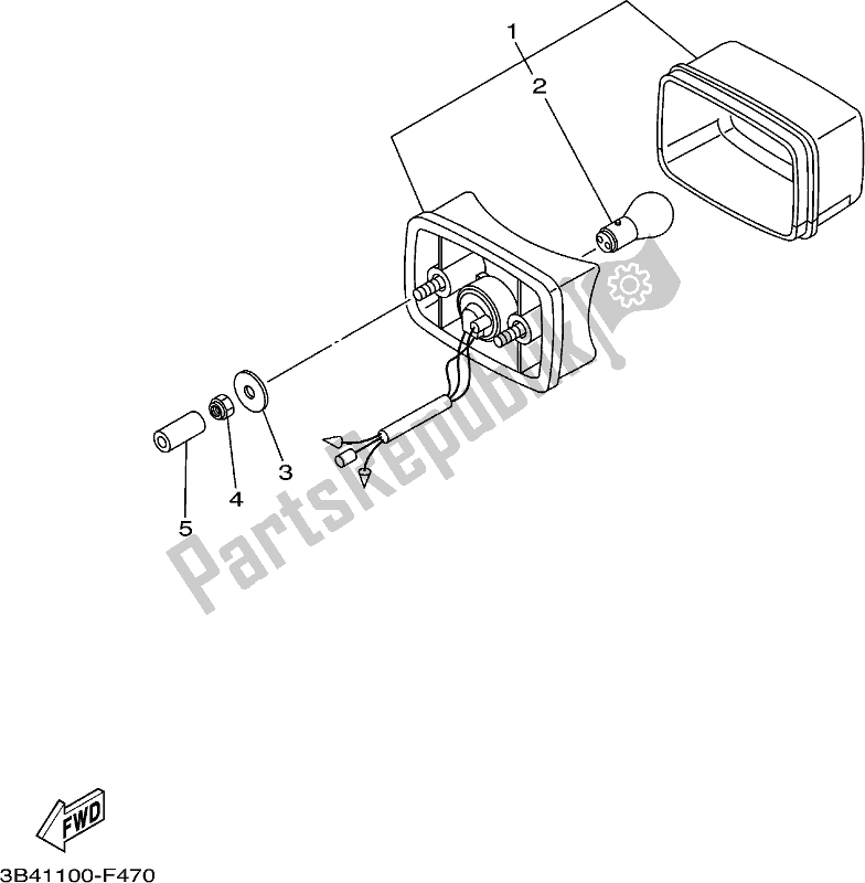 All parts for the Taillight of the Yamaha YFM 700 FBP 2019