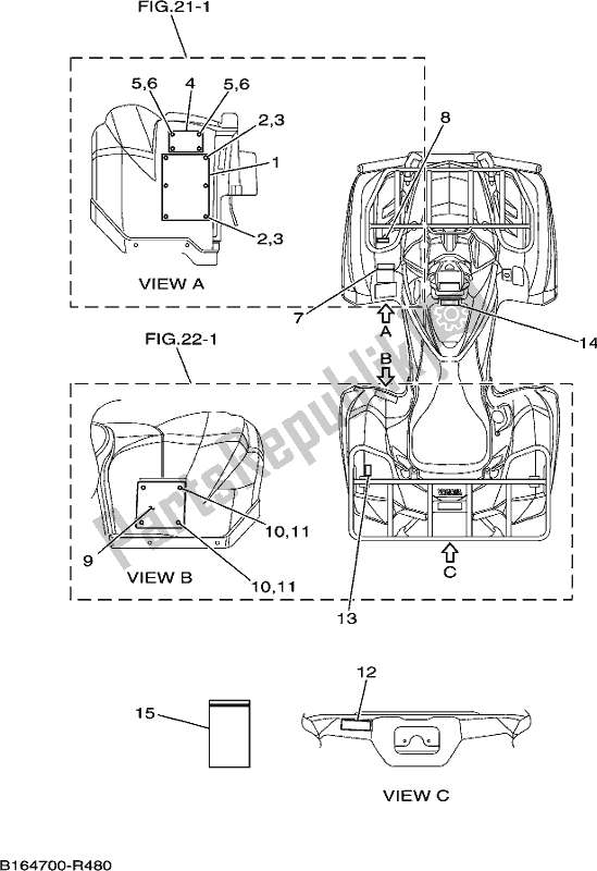 Wszystkie części do Emblemat I Etykieta 1 Yamaha YFM 700 FBP 2020