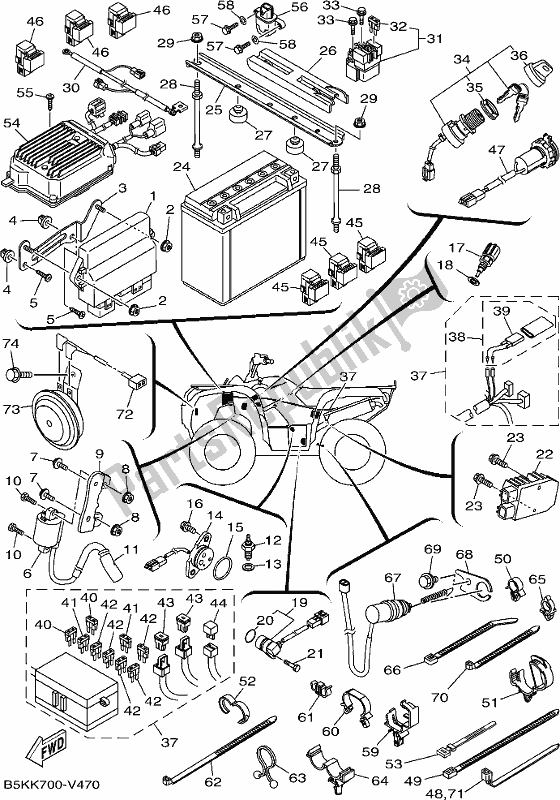 Wszystkie części do Elektryczny 1 Yamaha YFM 700 FBP 2021