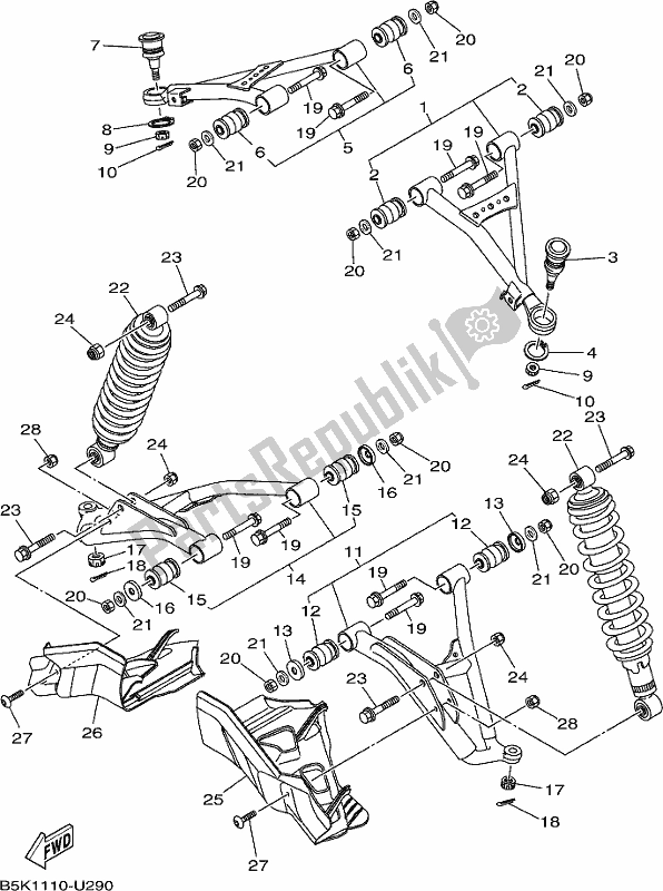 Wszystkie części do Przednie Zawieszenie I Ko? O Yamaha YFM 700 FBP 2021