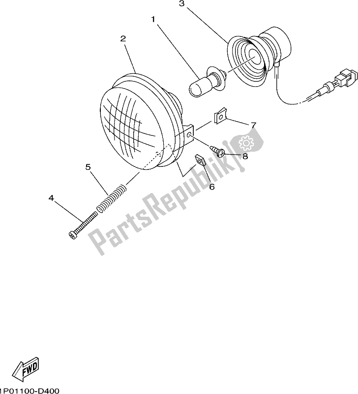 Alle onderdelen voor de Koplamp van de Yamaha YFM 700 FBP 2021