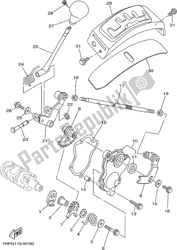 Alle onderdelen voor de Schakelas van de Yamaha YFM 700 FBP 2021