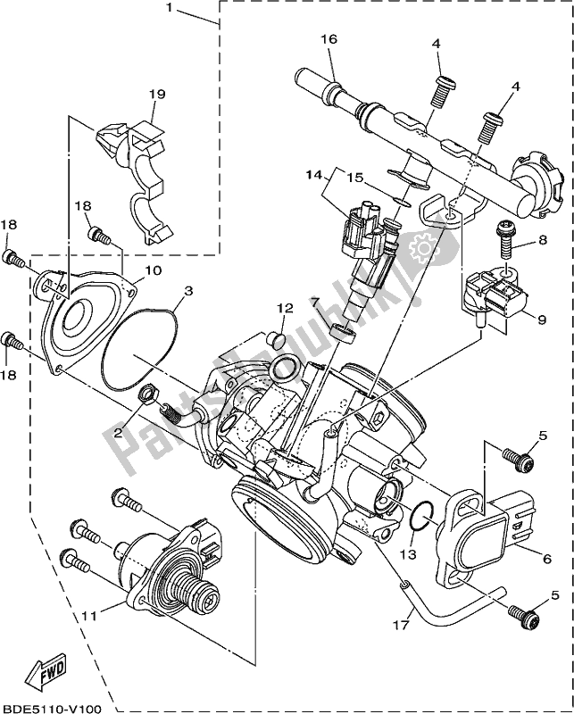 Wszystkie części do Zespó? Korpusu Przepustnicy 1 Yamaha YFM 700 FBP 2021