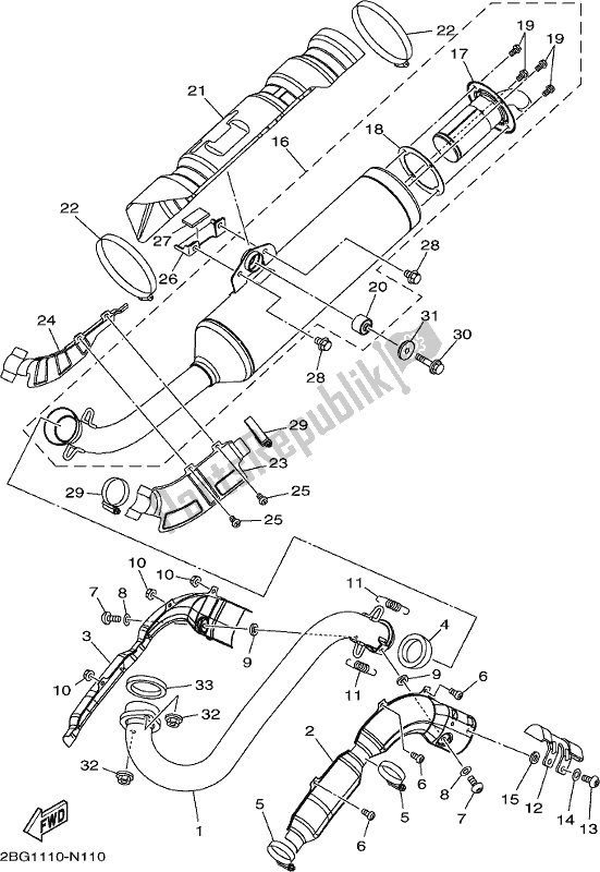 Tutte le parti per il Scarico del Yamaha YFM 700 FBP Kodiak PS Auto 4 WD 2020