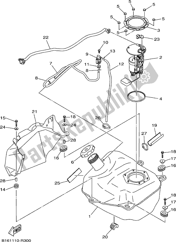 Tutte le parti per il Serbatoio Di Carburante del Yamaha YFM 700 FBP Kodiak PS Auto 4 WD 2020