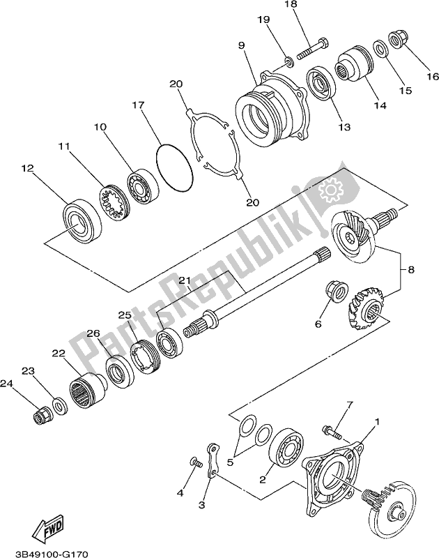 Tutte le parti per il Marcia Centrale del Yamaha YFM 700 FBP Kodiak PS Auto 4 WD 2020