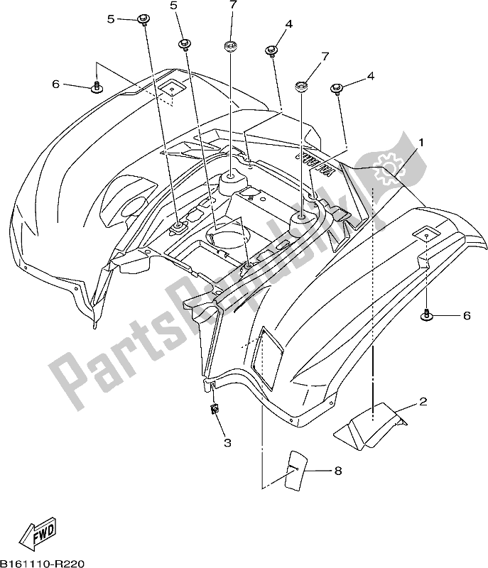 Tutte le parti per il Parafango Posteriore del Yamaha YFM 700 FBP Kodiak PS Auto 4 WD 2020