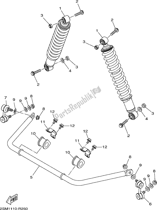 Tutte le parti per il Sospensione Posteriore del Yamaha YFM 700 FBP Kodiak PS Auto 4 WD 2020