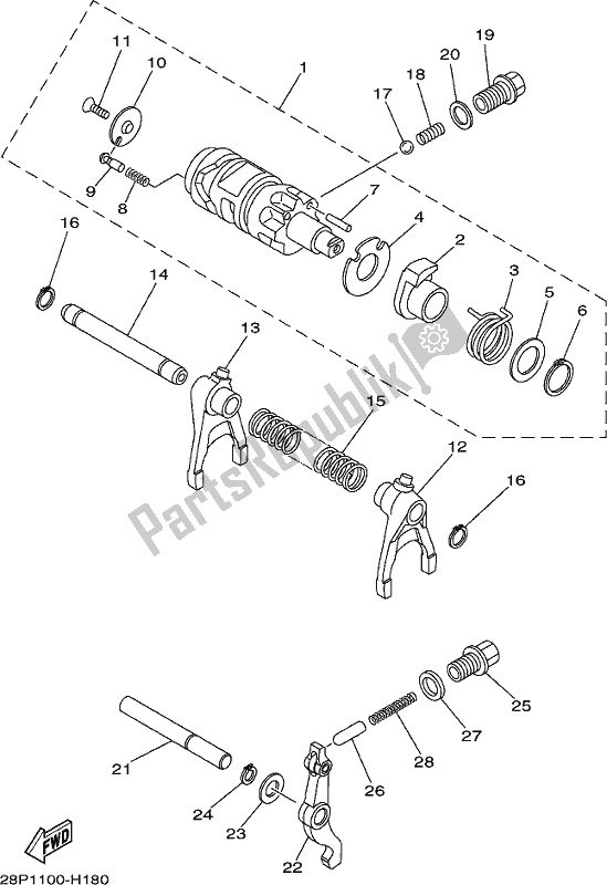 Tutte le parti per il Camma Cambio E Forcella del Yamaha YFM 700 FBP Kodiak PS Auto 4 WD 2020