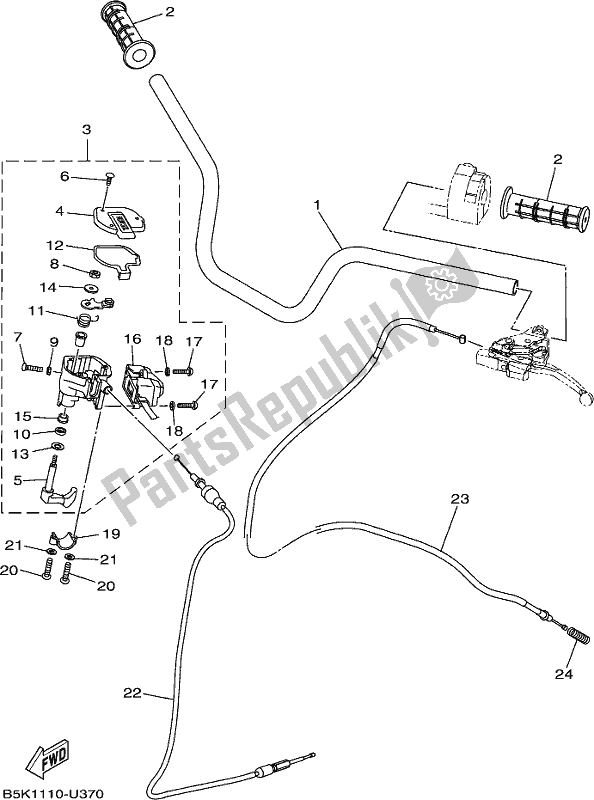 Tutte le parti per il Maniglia E Cavo Dello Sterzo del Yamaha YFM 700 FBP Kodiak PS Auto 4 WD 2020