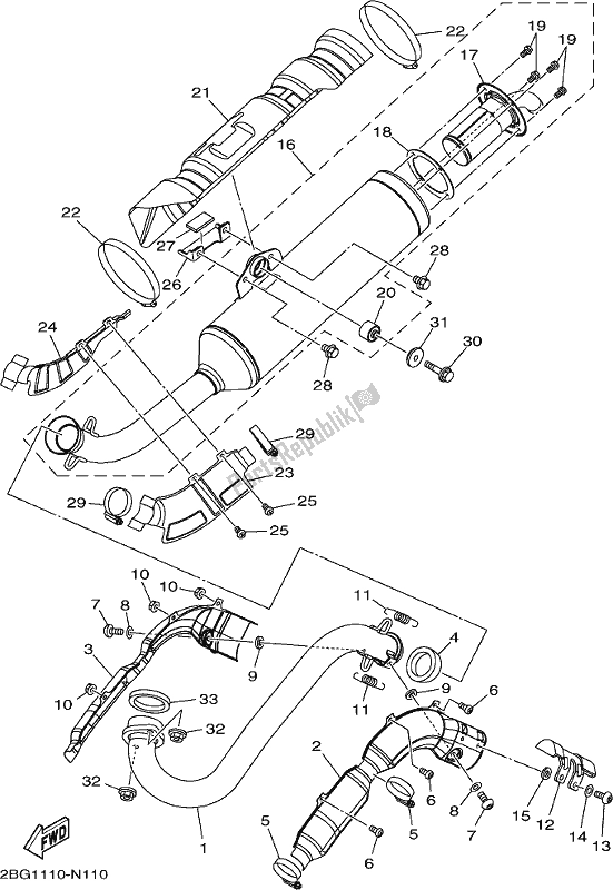 Wszystkie części do Wydechowy Yamaha YFM 700 Fbph NZ Only USA 2017