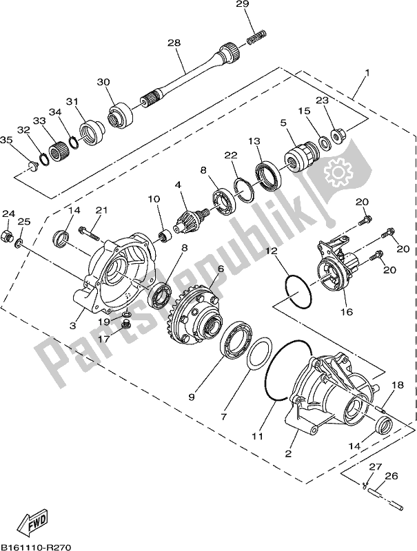 Wszystkie części do Przedni Mechanizm Ró? Nicowy Yamaha YFM 700 Fbph NZ Only USA 2017