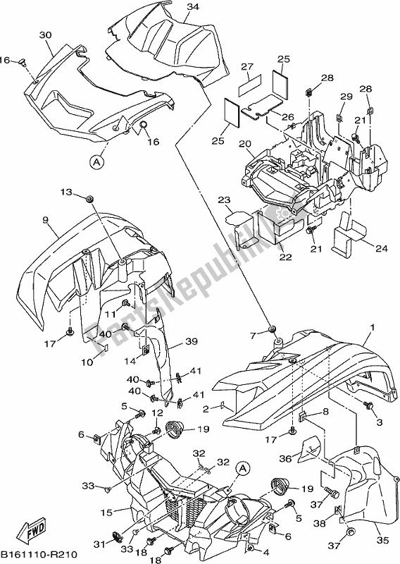 Todas las partes para Guardabarros Delantero de Yamaha YFM 700 Fbph NZ Only USA 2017