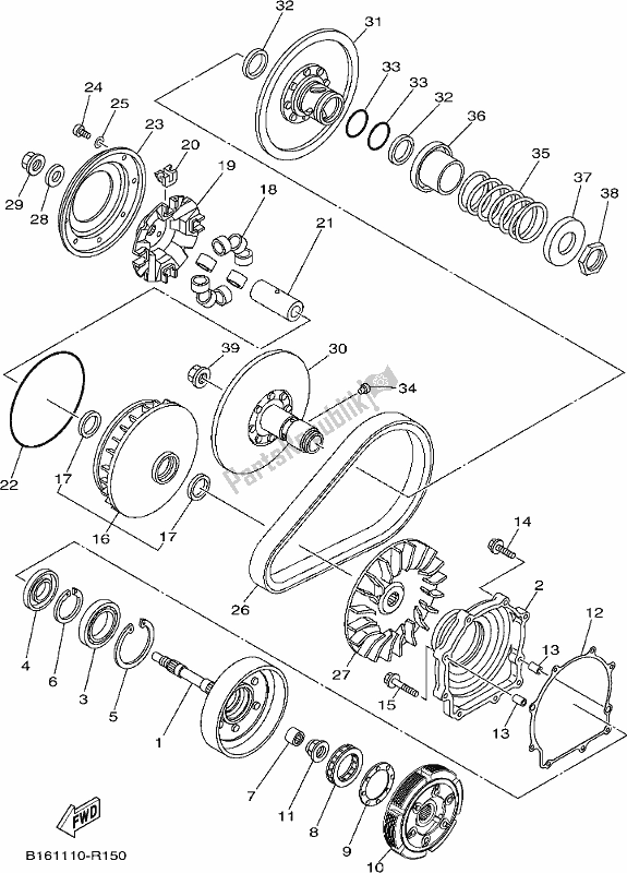 All parts for the Clutch of the Yamaha YFM 700 Fbpj Camo 2018