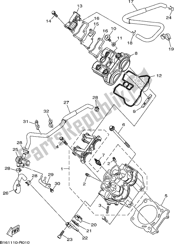 All parts for the Cylinder Head of the Yamaha YFM 700 Fbpj Camo 2018