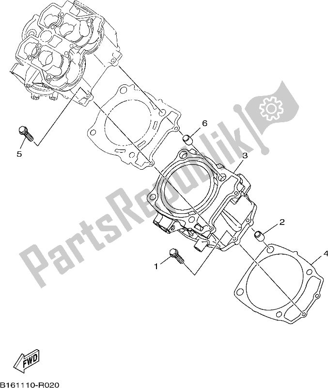 All parts for the Cylinder of the Yamaha YFM 700 Fbpj Camo 2018