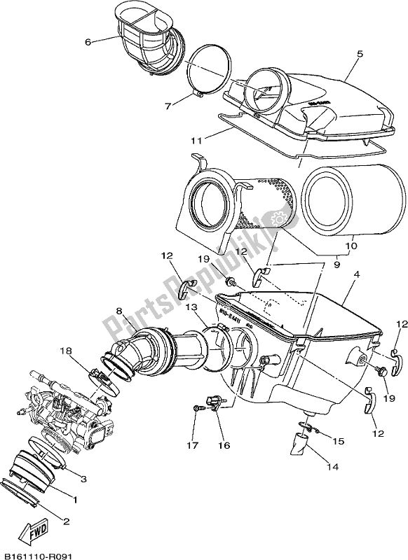 All parts for the Intake of the Yamaha YFM 700 Fbpj Camo 2018