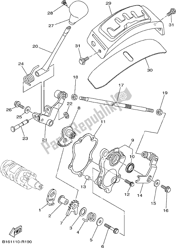 All parts for the Shift Shaft of the Yamaha YFM 700 Fbpj Camo 2018