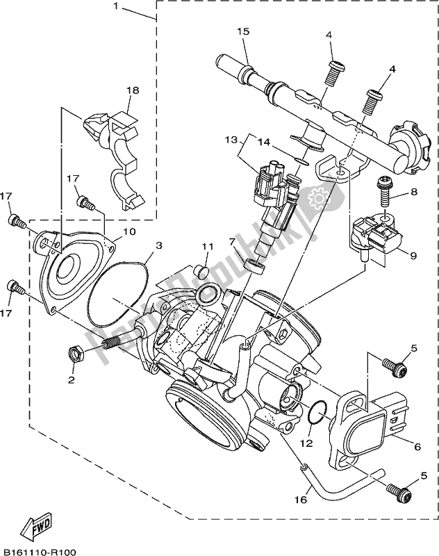 All parts for the Throttle Body Assy 1 of the Yamaha YFM 700 Fbpj Camo 2018