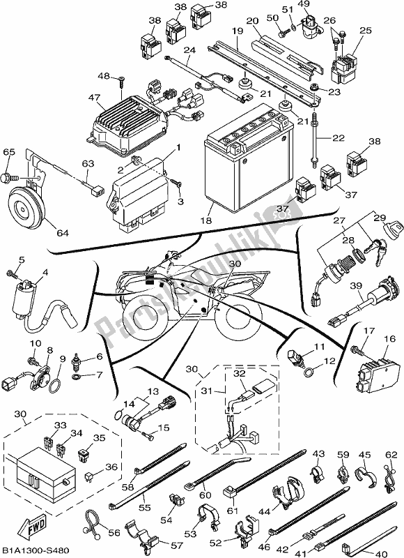 Todas las partes para Eléctrico 1 de Yamaha YFM 700 Fbpj Camo Kodiak PS Auto 4 WD 2018