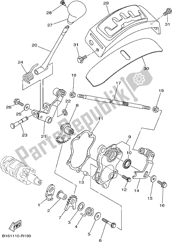 Alle onderdelen voor de Schakelas van de Yamaha YFM 700 Fbpse 2018