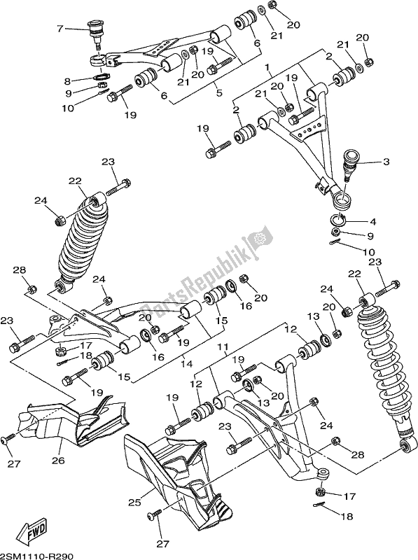 Wszystkie części do Przednie Zawieszenie I Ko? O Yamaha YFM 700 Fbpse Kodiak PS Auto 4 WD Special Edition 2018