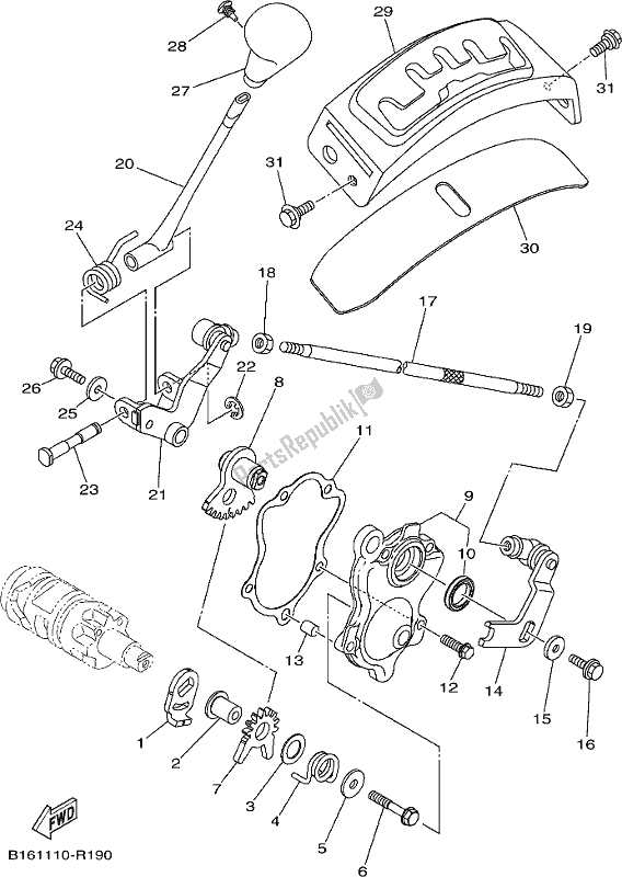 All parts for the Shift Shaft of the Yamaha YFM 700 Fbpse Kodiak PS Auto 4 WD Special Edition 2018