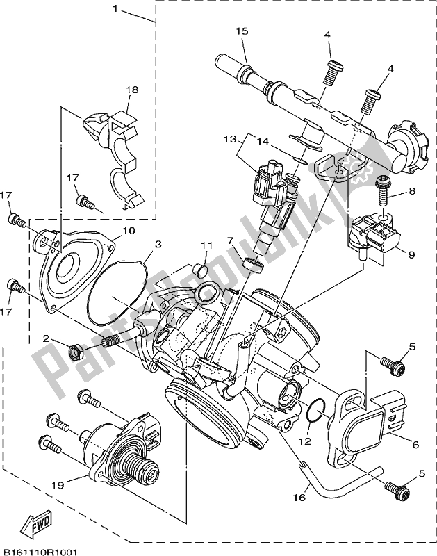 Tutte le parti per il Gruppo Corpo Farfallato 1 del Yamaha YFM 700 Fbpse Kodiak PS Auto 4 WD Special Edition 2018